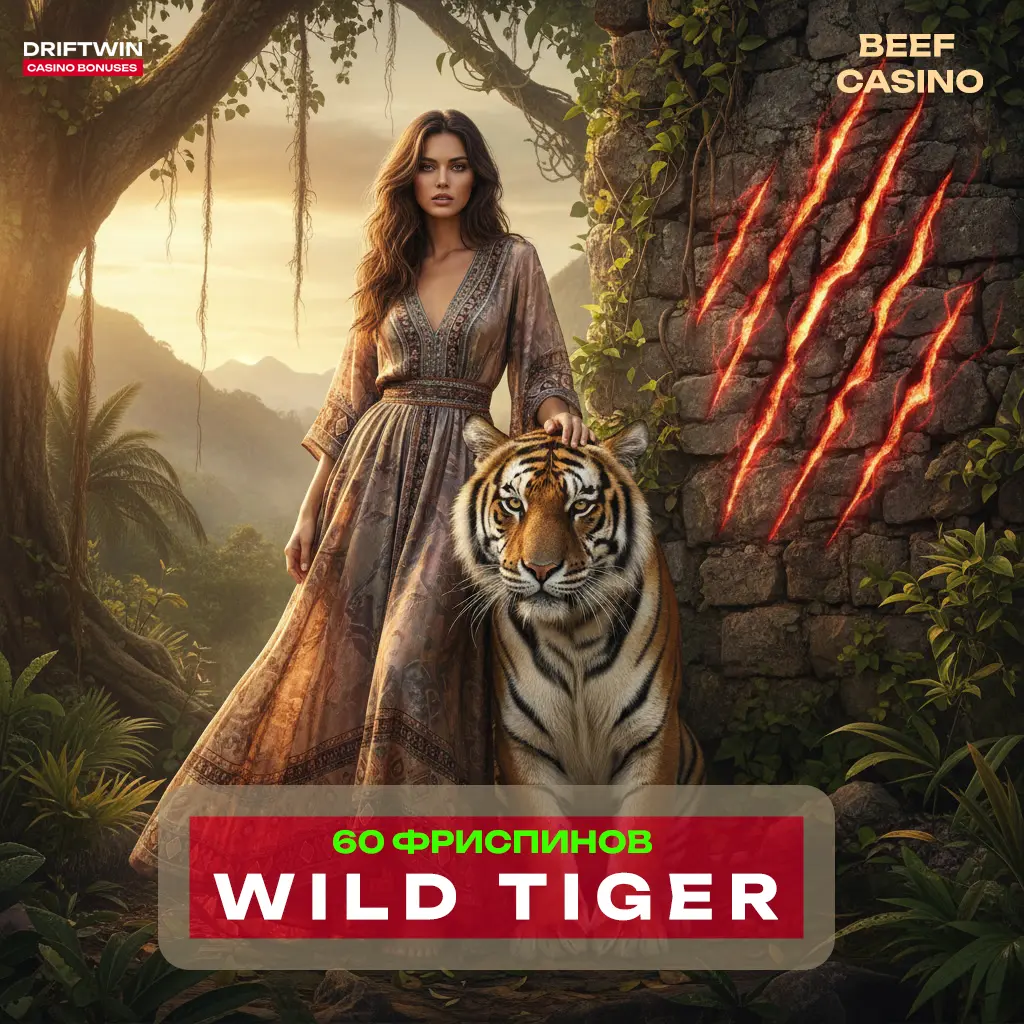 Бонус 60 фриспинов в Wild Tiger | BEEF